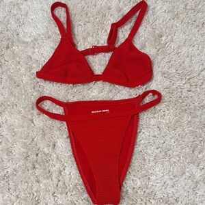 PacSun Vibrant Red Textured Bikini